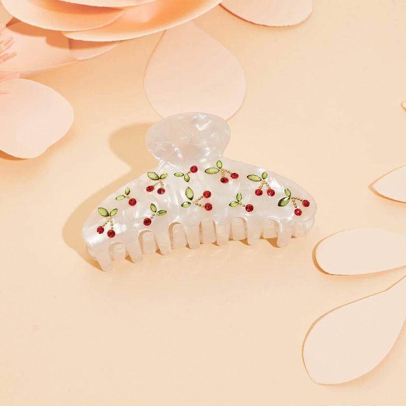 Travel Accessories Aesthetic - 1pc Cherry Hair Clip, Rhinestone, Sweet