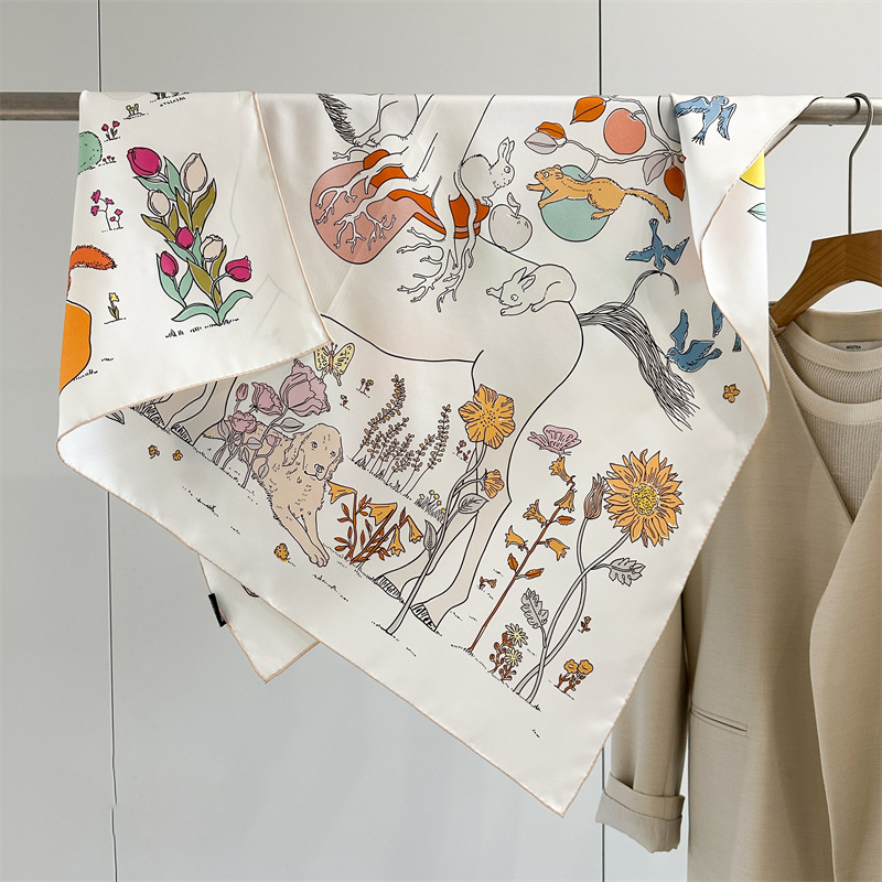 AB Faced Print Silk Scarf 18MM - Travel Accessories Aesthetic 评论和价格