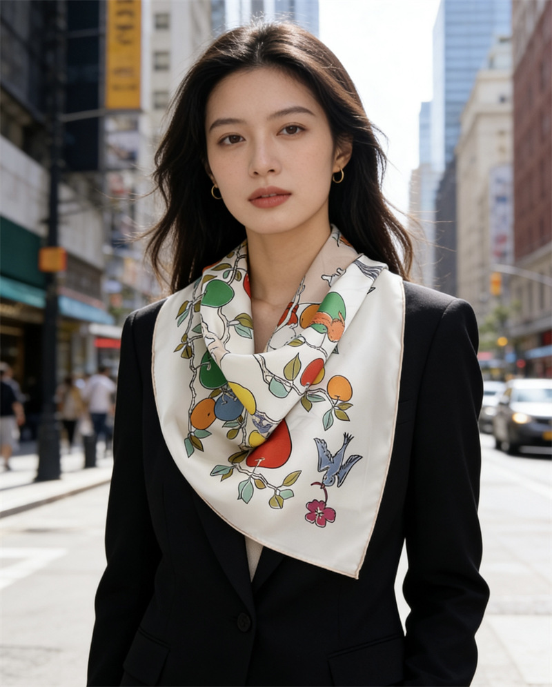 AB Faced Print Silk Scarf 18MM - Travel Accessories Aesthetic 评论和价格
