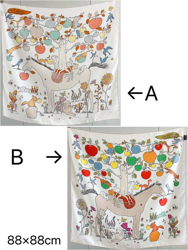 AB Faced Print Silk Scarf 18MM - Travel Accessories Aesthetic 评论和价格