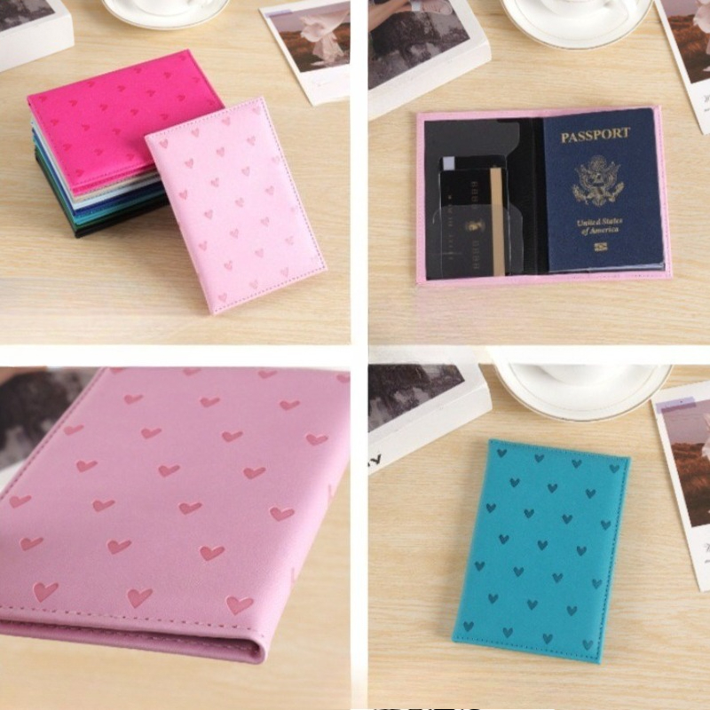 Cute Heart Print Passport Cove - Travel Accessories Wallet 评论和价格